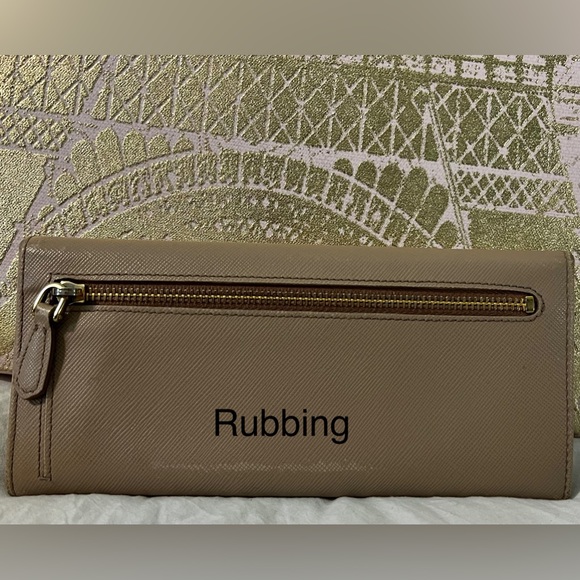 PRADA Pink Taupe Bifold Wallet  Pink Leather Womens Wallet Long Wallet for Gift - Picture 7 of 9